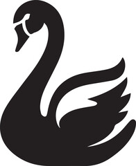 Fototapeta premium swan logo design icon silhouette style flat and minimal vector art illustration on a white background. 
