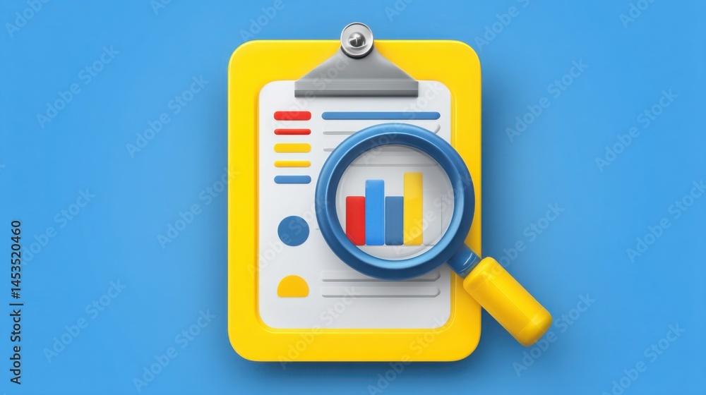 Poster business summary icon concept delivering quick overview of operations for enhanced business insights