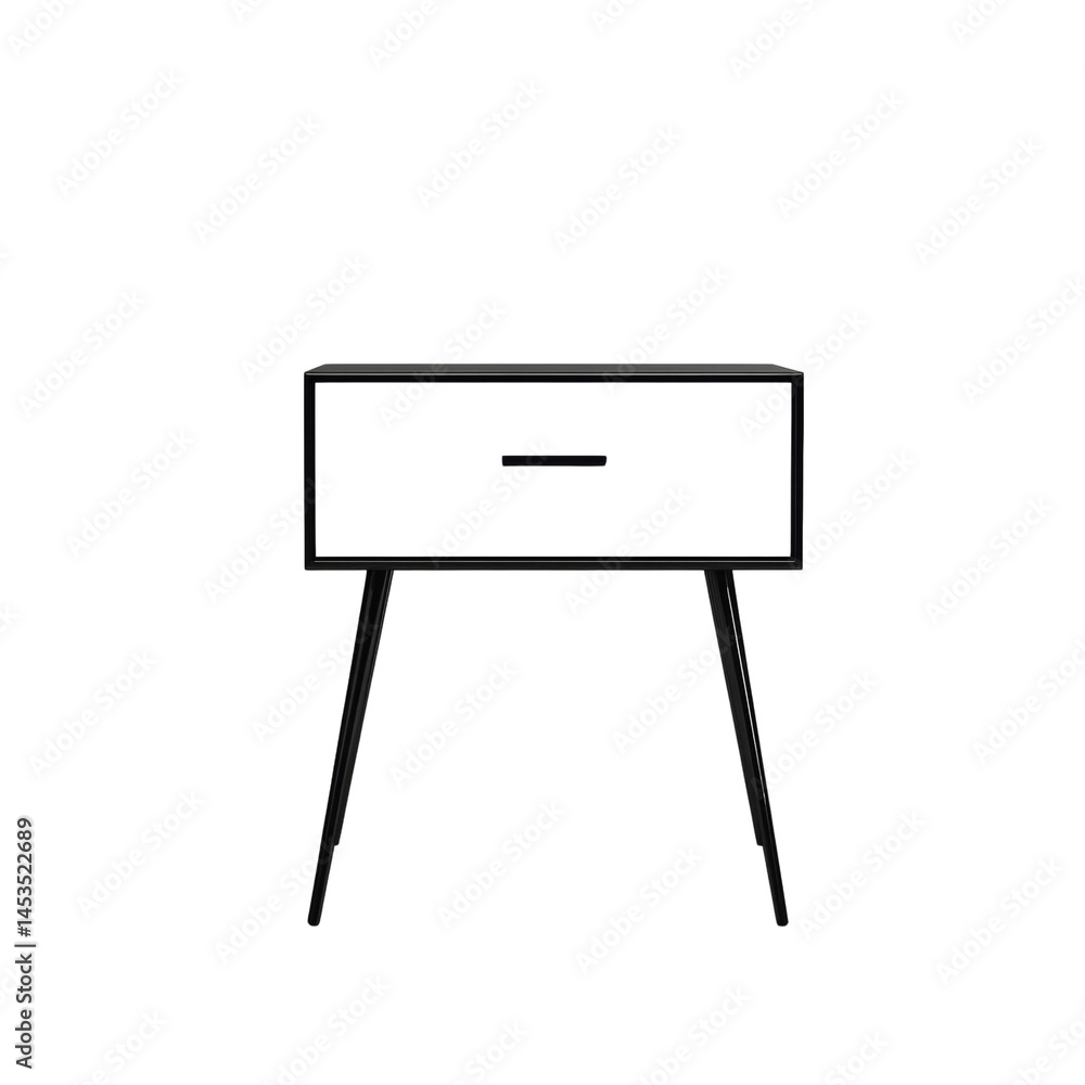 Poster minimalist bedside cabinet with sleek lines, showcasing modern design and elegant simplicity on a pl