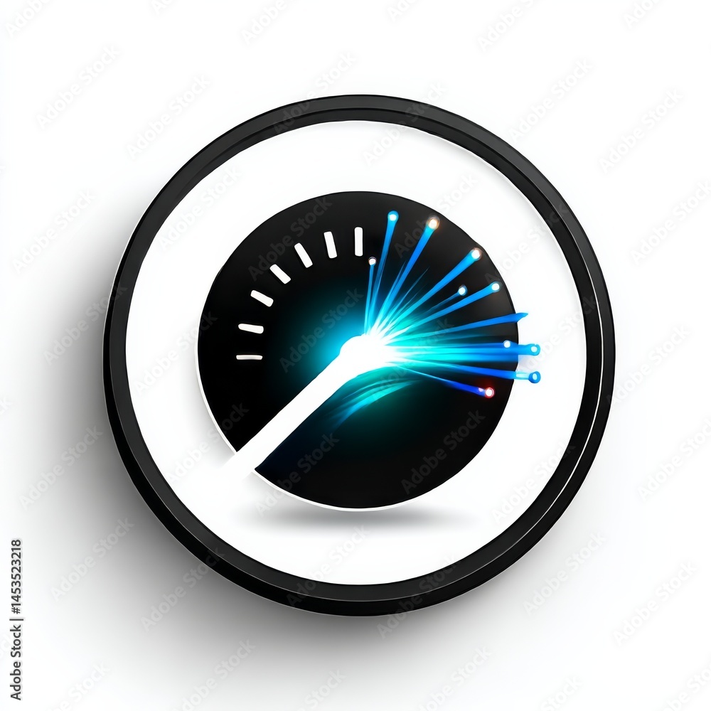Poster fiber optic speed meter with fast connection, high-speed data transmission in circular design