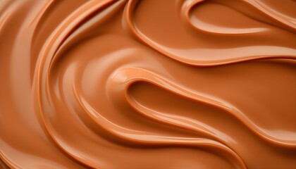 smooth chocolate swirls, creamy texture, rich brown tones, glossy surface, abstract fluid shapes, velvety appearance, melted chocolate, flowing curves