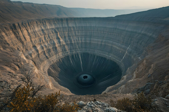 Awe-inspiring Mirny Diamond Mine: A Gigantic Crater Landscape