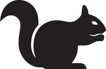 squirrel logo design icon silhouette style flat and minimal vector art illustration on a white background.
