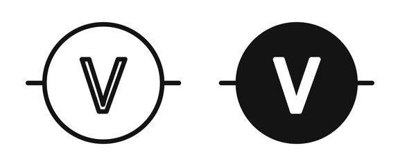Voltmeter icon. Vector outline illustration. vector logo template