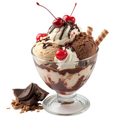 ice cream with chocolate sauce