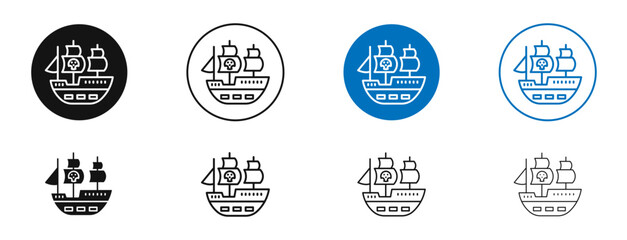 Pirate ship icon. Vector outline illustration. vector logo template © Vince