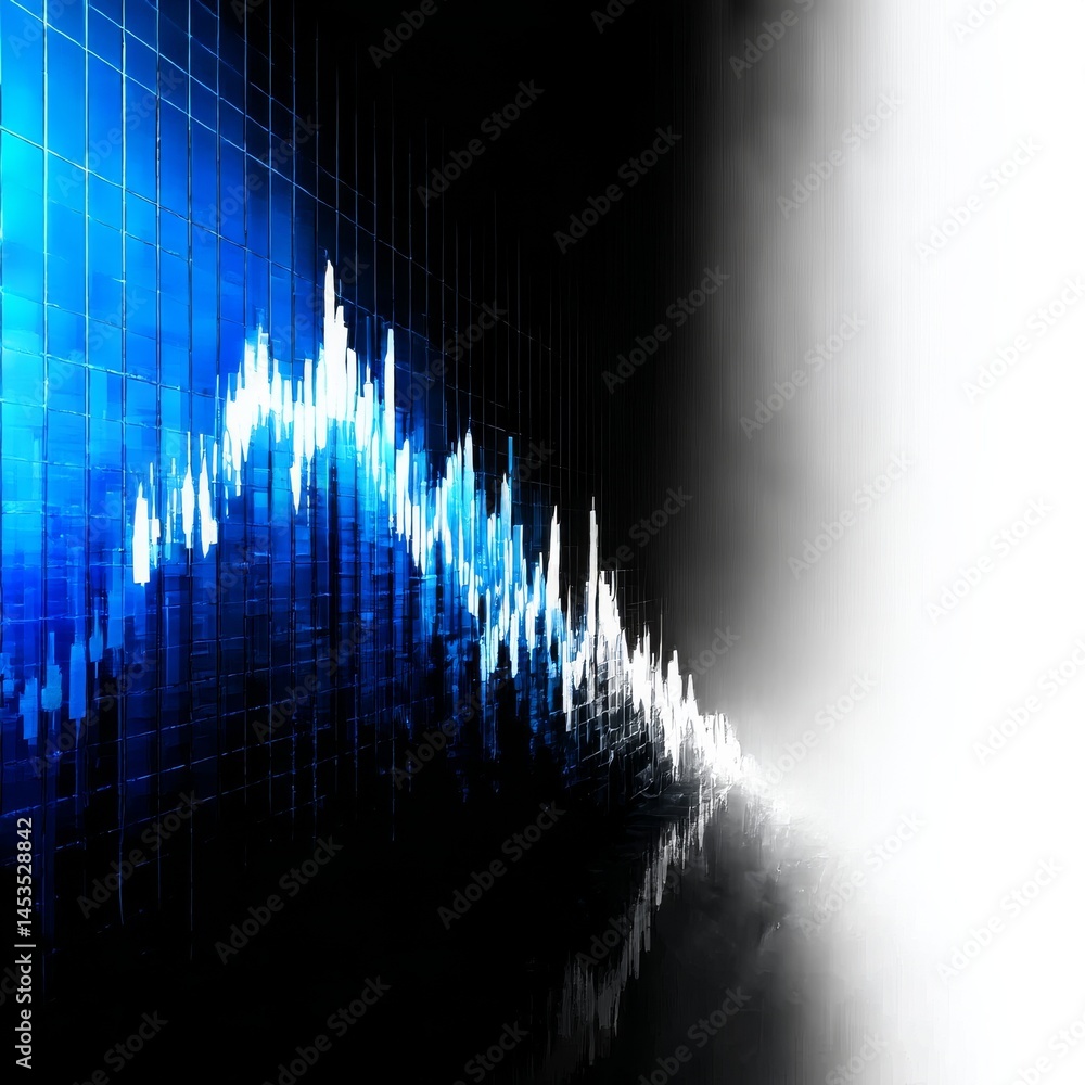 Aufkleber abstract blue and white graph on grid: a visual representation of data trends and market fluctuation