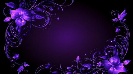Floral Frame, Purple Background, Elegant Design