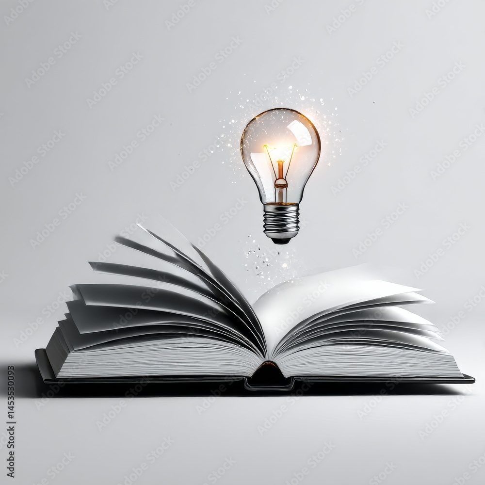 Aufkleber unleash your potential: an open book sparks brilliant ideas, illuminating the path to knowledge and 