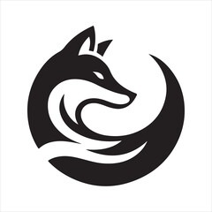 Silhouette vector of a fox standing on a white background