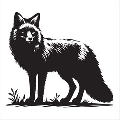 Obraz premium Silhouette vector of a fox standing on a white background