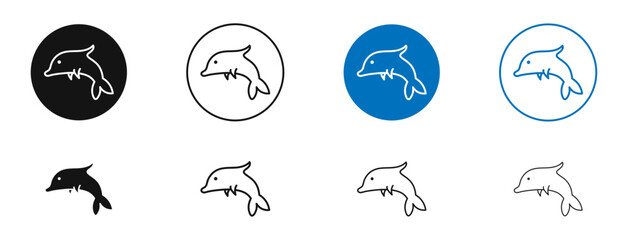 Dolphin icon. Vector outline illustration. vector logo template