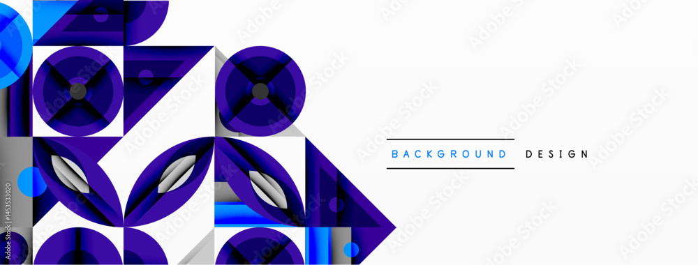 Poster abstract geometric pattern. blue, purple shades create modern design. minimalist style, clean lines,