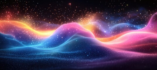 Obraz premium A vibrant landscape of glowing nebulae and celestial dust.