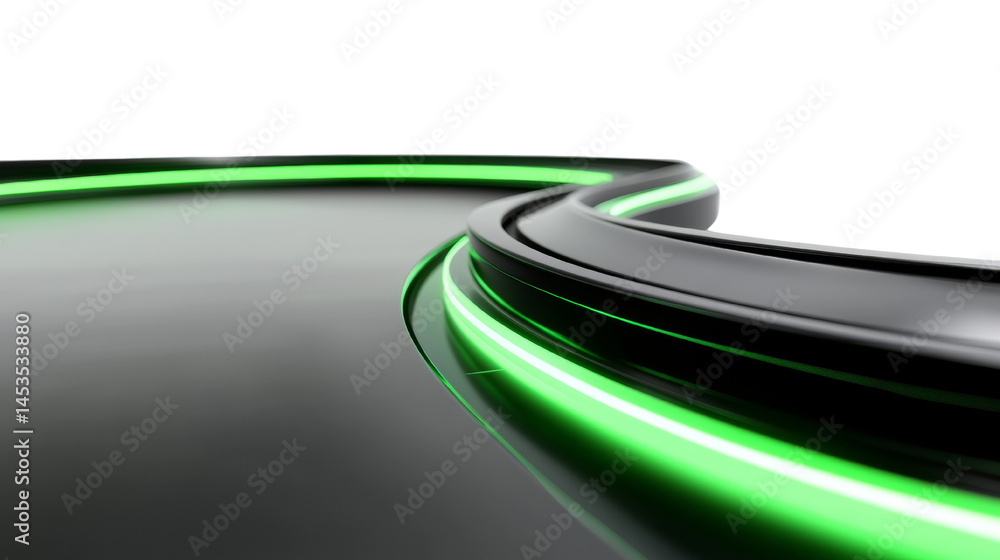 Aufkleber Abstract curves with luminous green highlights creating futuristic and dynamic effect