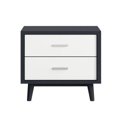 Modern nightstand with two drawers in gray and white on an isolated background