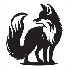 Obraz premium Silhouette vector of a fox standing on a white background