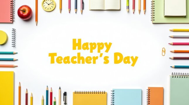 Celebrating teachers day with colorful stationery classroom vibes happy messages and creative learning moments