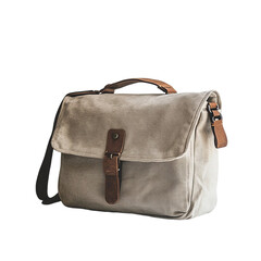 Naklejka premium Brown leather bag, On white background