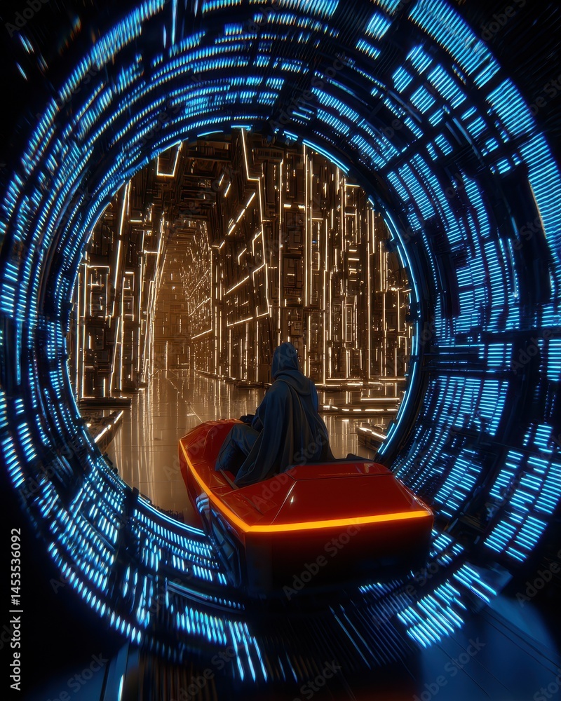 Poster a soul’s journey through the cosmic multiverse in a futuristic environment with neon lights and intr