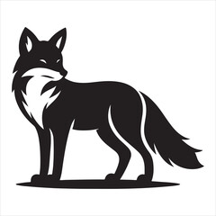 Silhouette vector of a fox standing on a white background