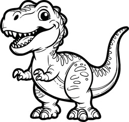 Vector illustration of Tyranosaurus Rex or T-rex or dinosaur . kids coloring page and coloring book