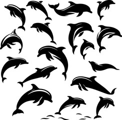 Naklejka premium Jumping Dolphins