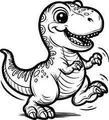 Vector illustration of Tyranosaurus Rex or T-rex or dinosaur . kids coloring page and coloring book