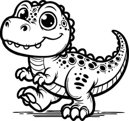 Vector illustration of Tyranosaurus Rex or T-rex or dinosaur . kids coloring page and coloring book