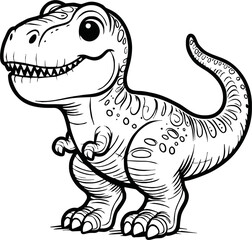 Vector illustration of Tyranosaurus Rex or T-rex or dinosaur . kids coloring page and coloring book