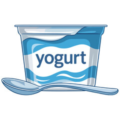 White yogurt in plastic cup isolated vector illustration on white background