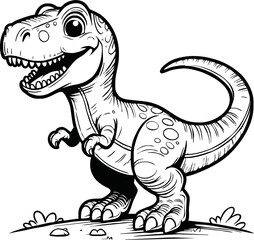 Vector illustration of Tyranosaurus Rex or T-rex or dinosaur . kids coloring page and coloring book