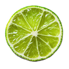 Freshly cut slice of lime displayed on a Transparent background showcasing its vibrant color and texture, slice of lime isolated on PNG background