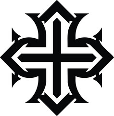 Obraz premium Black White Cross Symbol