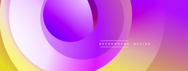 Abstract vibrant layers create flowing gradient effect. Purple, pink, yellow hues blend seamlessly. Modern design element.