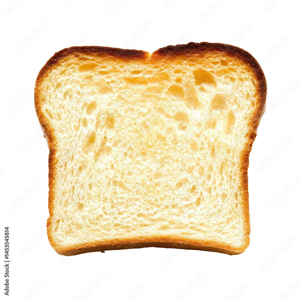 Poster toasted bread slice isolated on transparent background with golden brown edges and soft texture visi