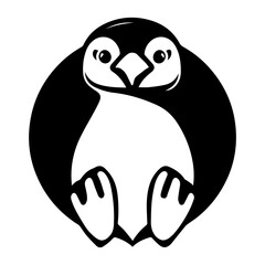 black silhouette penguin logo with transparent background png