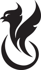 Fototapeta premium phoenix logo design icon silhouette style flat and minimal vector art illustration on a white background.