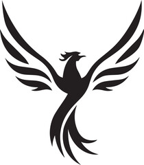 Obraz premium phoenix logo design icon silhouette style flat and minimal vector art illustration on a white background.