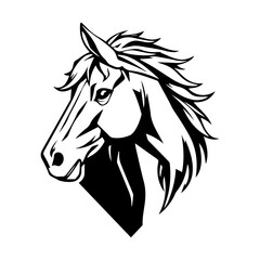 black silhouette horse head logo with transparent background png
