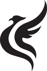 Obraz premium phoenix logo design icon silhouette style flat and minimal vector art illustration on a white background.