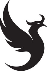 Obraz premium phoenix logo design icon silhouette style flat and minimal vector art illustration on a white background.