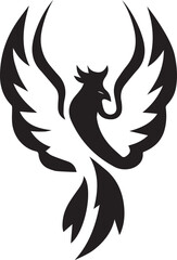 phoenix logo design icon silhouette style flat and minimal vector art illustration on a white background.

