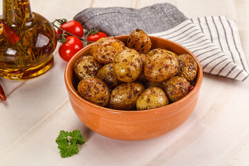 Baked mini potato with herbs