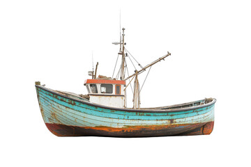 Naklejka premium Classic fishing boat isolated on white background ready for marine themes or nautical design projects