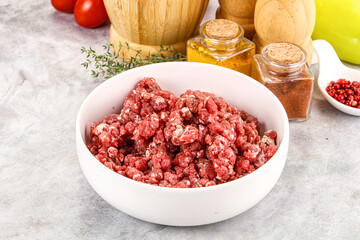 Raw beef minced meat for cooking