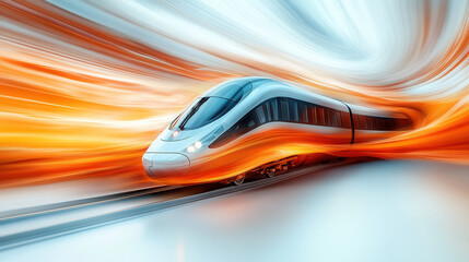 Fototapeta premium Fast train in motion clipart with lines indicating speed 