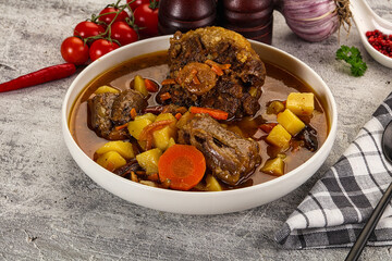 Gourmet Oxtail beef soup with vegetables
