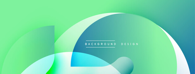 Abstract fluid shapes overlap, creating vibrant green, blue gradients. Text reads background design centered within composition. Modern aesthetic.