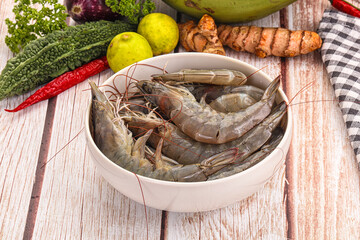 Raw fresh raw wild prawn